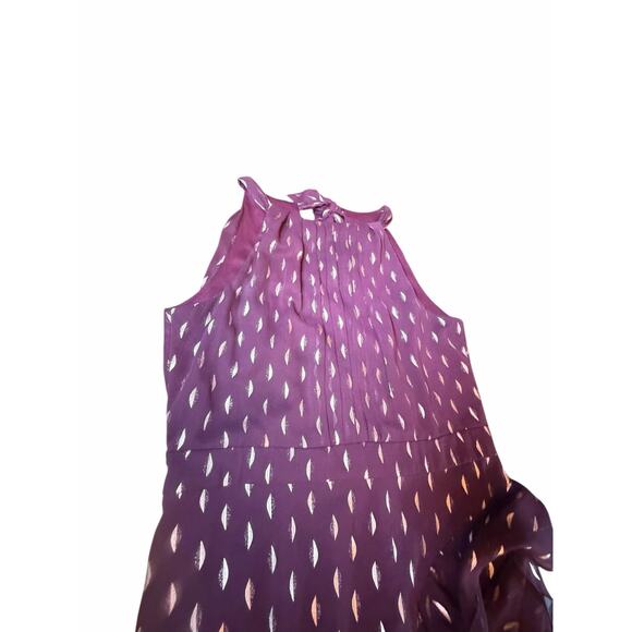 Betsy & Adam Burgundy Chiffon Foil Gown - Size 16 - Picture 15 of 16